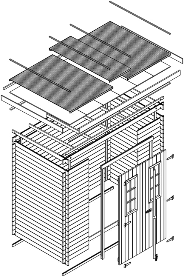 TIMBELA - Abri de jardin M310 C - 239x142x200cm - bois, 2.63m², rangement vélos