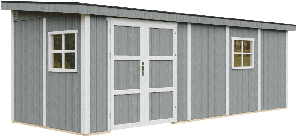 Timbela - Abri jardin premium 14,3m², panneaux Smartside, H231x248x648cm, M941B-CAVERN Steel