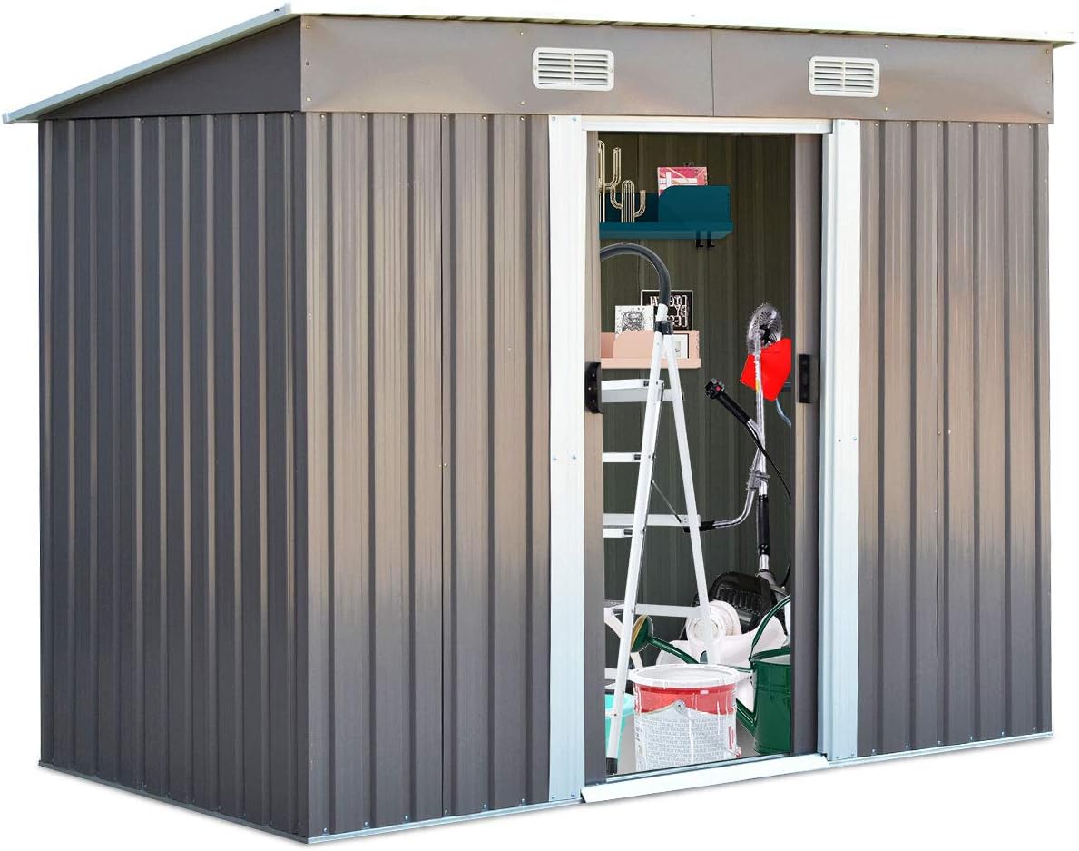 GOPLUS - abri de jardin métal - 238x131x181 cm - portes coulissantes, 3,1㎡