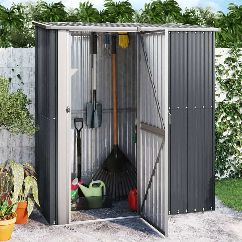 ShGaxin - abri de jardin acier galvanisé - 180,5x97x209,5 cm - anthracite - ShGaxin