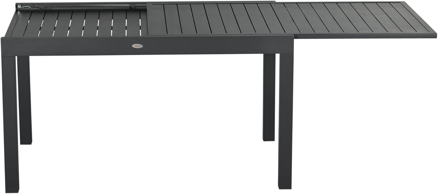 Outsunny - salon de jardin extensible 135-270cm - 8 chaises empilables, aluminium et textilène - gris