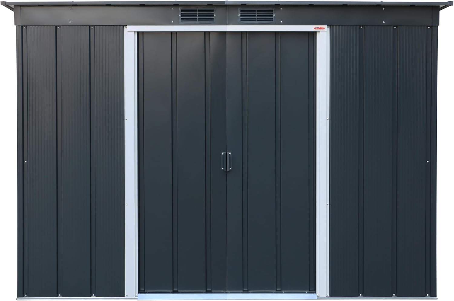 Duramax ECO 8 x 4 (2.85 m²) abri de jardin en métal à toit pentu, Abri de jardin en métal galvanisé à chaud, Abri de stockage d'outils, structure de toit renforcée, anthracite