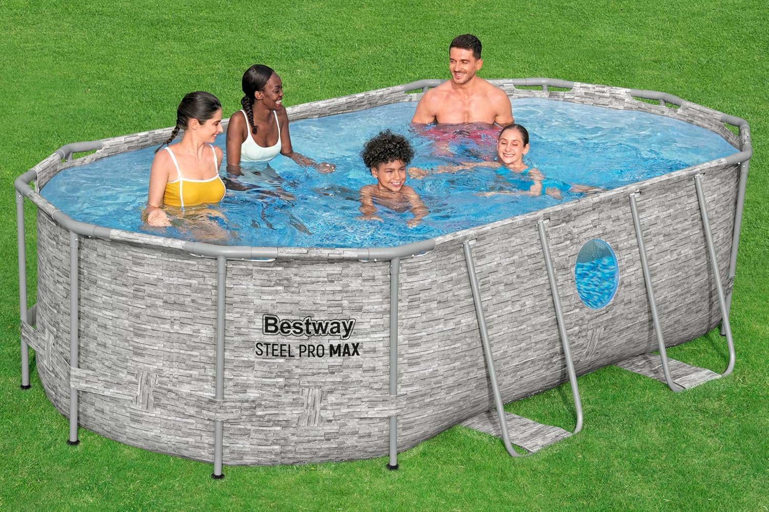 Bestway Steel Pro Max Splashview Kit Piscine Hors Sol - 427 cm x 250 cm x 100 cm - Gris