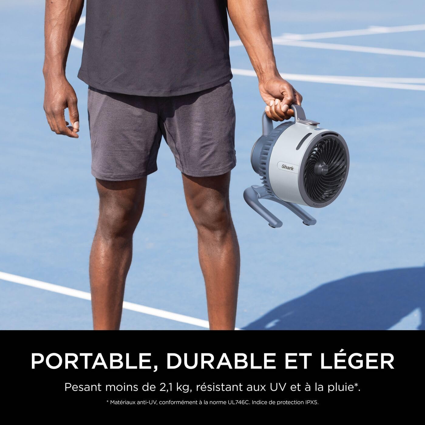 Shark FlexBreeze HydroGo, ventilateur brumisateur portable, rafraîchisseur d'air silencieux intérieur/extérieur, discret et durable, avec/sans fil, léger, 5 réglages de vitesse, Glacier FA050EUBL