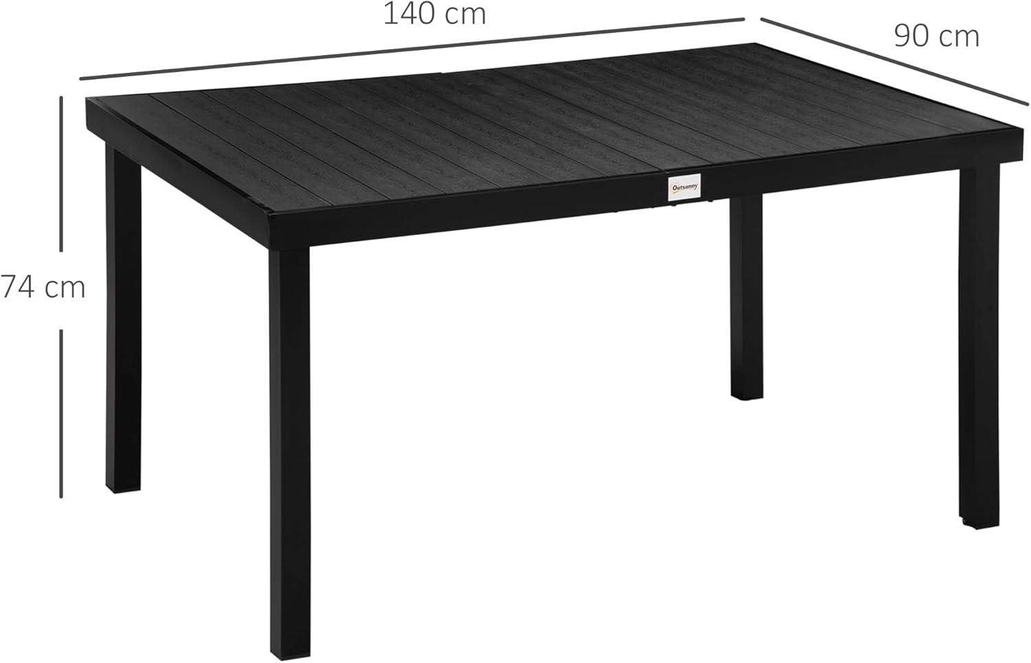 Outsunny - Table à manger extérieure - 140x90x74 cm - aluminium, 6 personnes