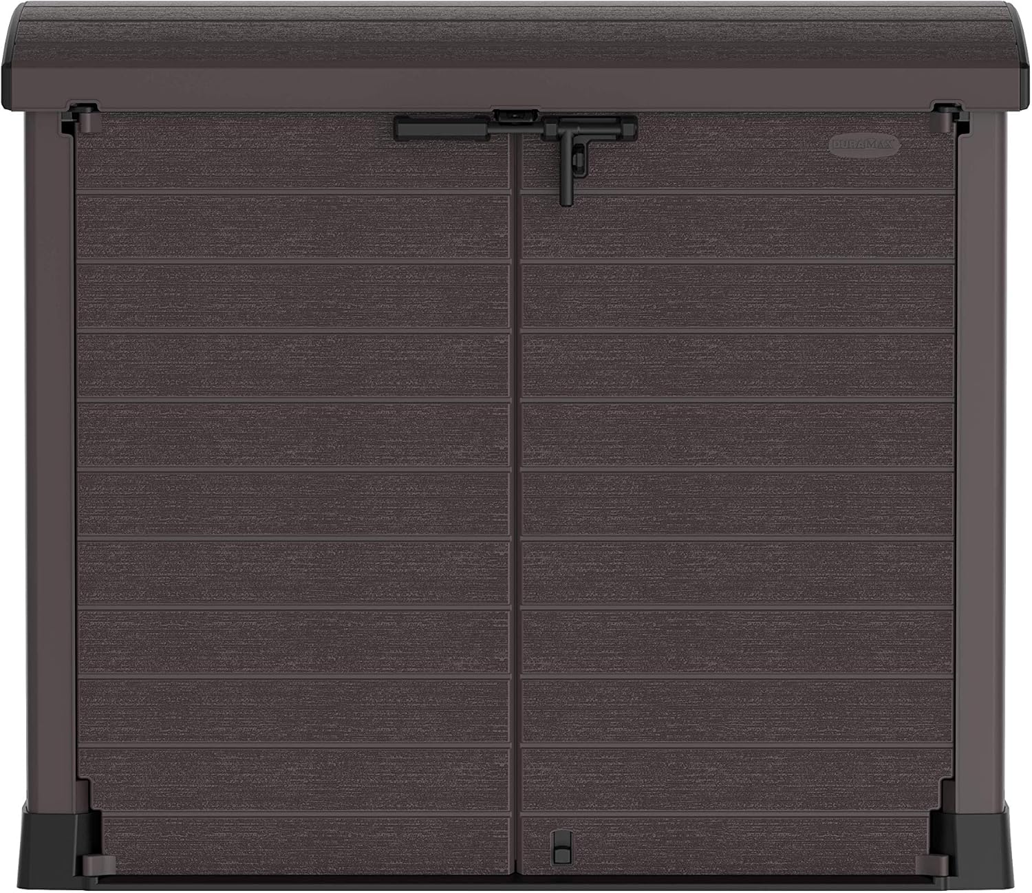 Duramax Cedargrain StoreAway 1200L Abri de jardin en plastique / couvercle arc, Abri pour poubelles, Cache poubelles, Coffre de poubelle, Idéal pour les 2x 240L poubelles, 145x85x125 cm, Marron