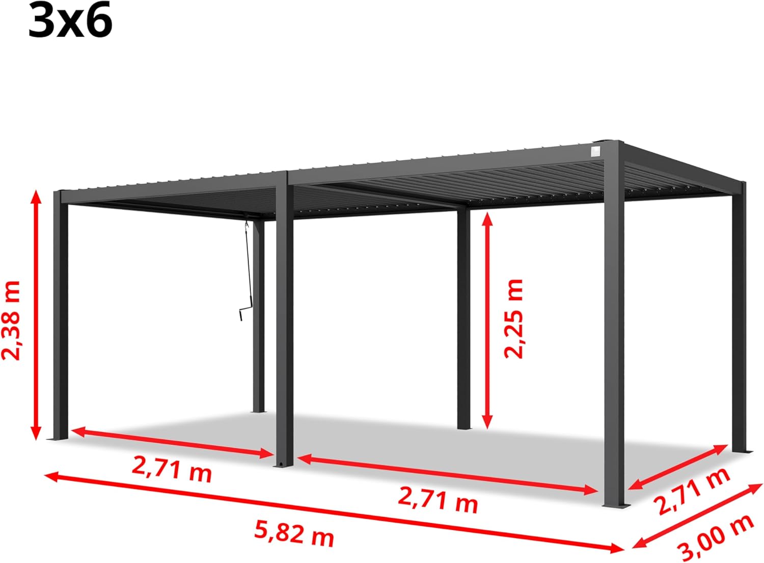 PRIMEYARD - Pergola série acier/aluminium - 3x6 m - lames orientables