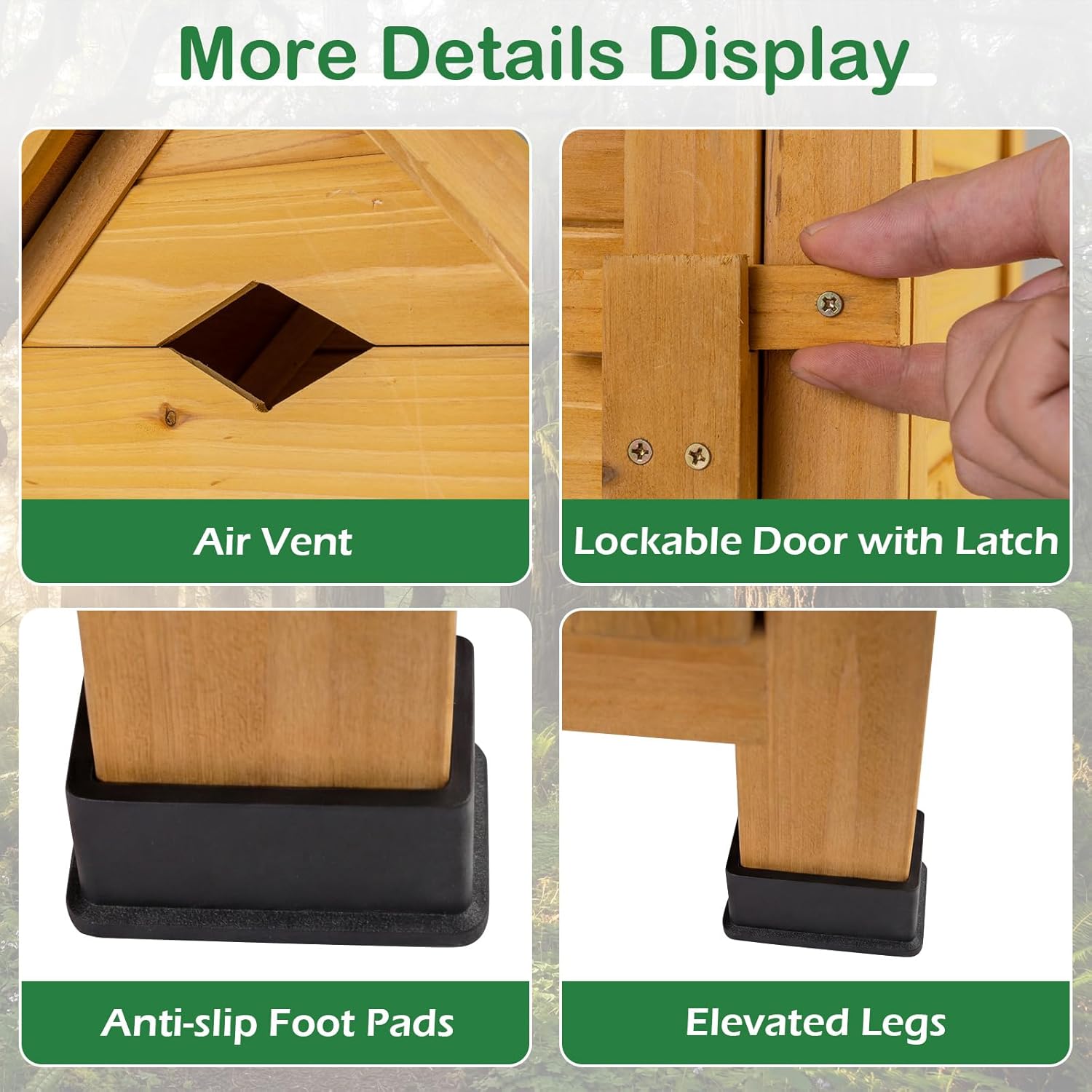 COSTWAY Armoire de Jardin Bois, Abri de Jardin Bois Extérieure avec Porte Verrouillable, Plancher, 4 Étagères Amovibles, Ventilation, Toit en Pente, pour Terrasse, Jardin, Balcon