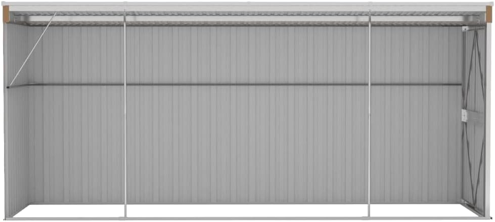 vidaXL - Abri de jardin mural - 118x382x178 cm - acier galvanisé, rangement outils, extérieur, marron