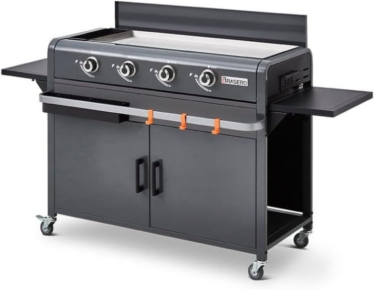 Brasero - Plancha Lola sur chariot, 88x35,5cm, 4 brûleurs gaz, 9,6kW