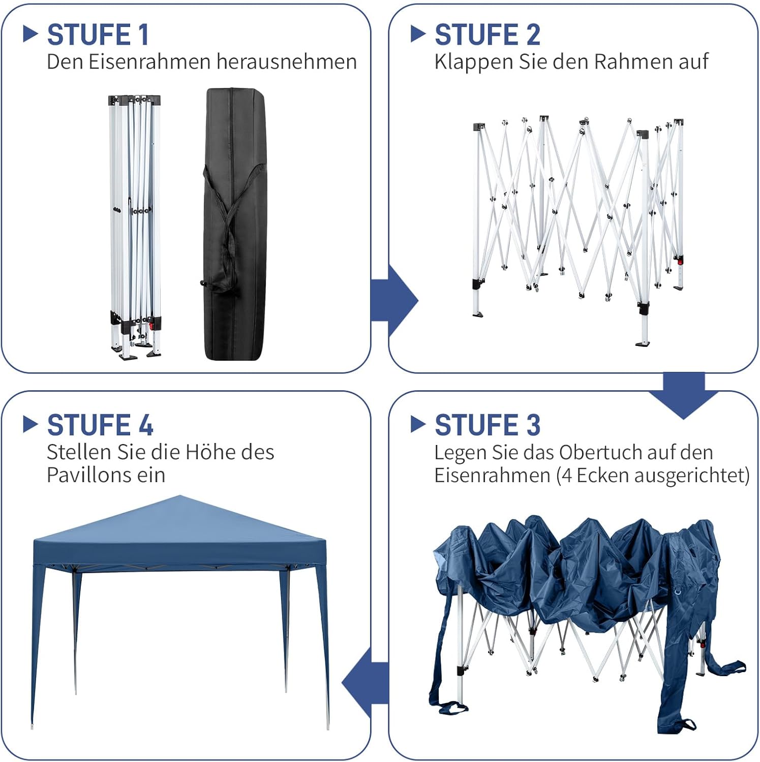 LEADZM - tonnelle pliante série pop-up - 3x3m - imperméable, UV 50+, 4 côtés, acier, hauteur réglable