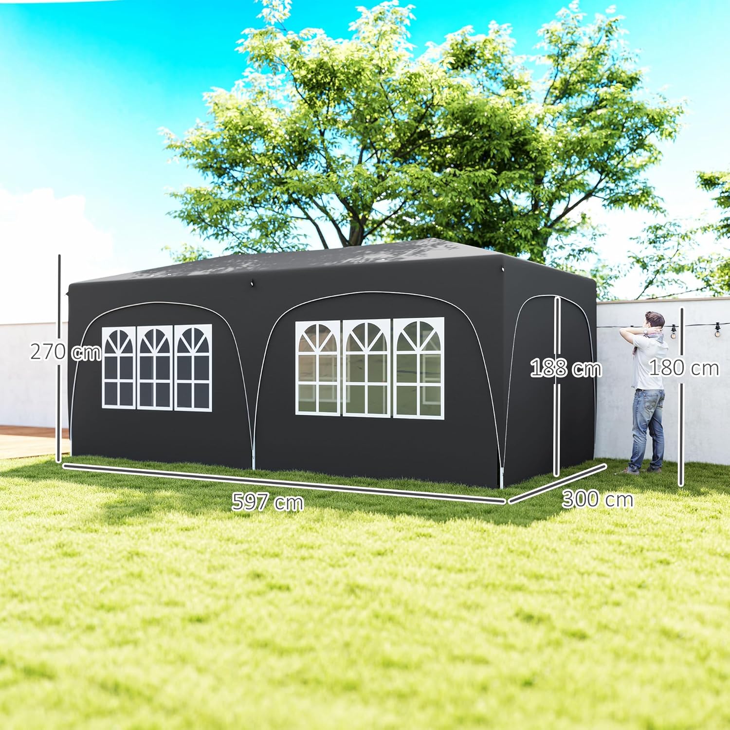 Outsunny - tonnelle pliante pop up - 3x6m - UPF50+, réglable, sac transport