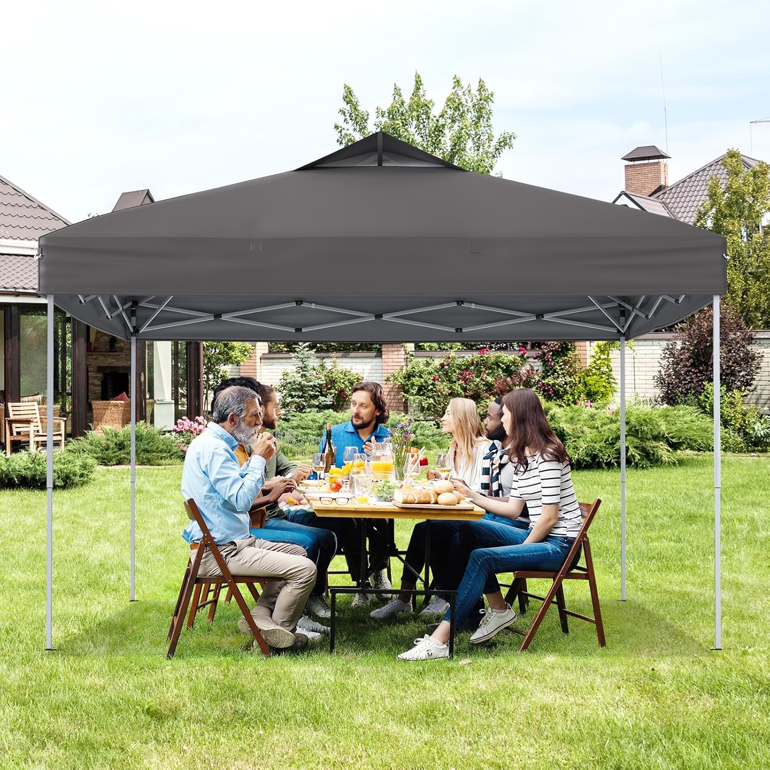 GOPLUS - Tonnelle Pliante Jardin 3x3m, toit ventilé, sac de transport, hauteur réglable