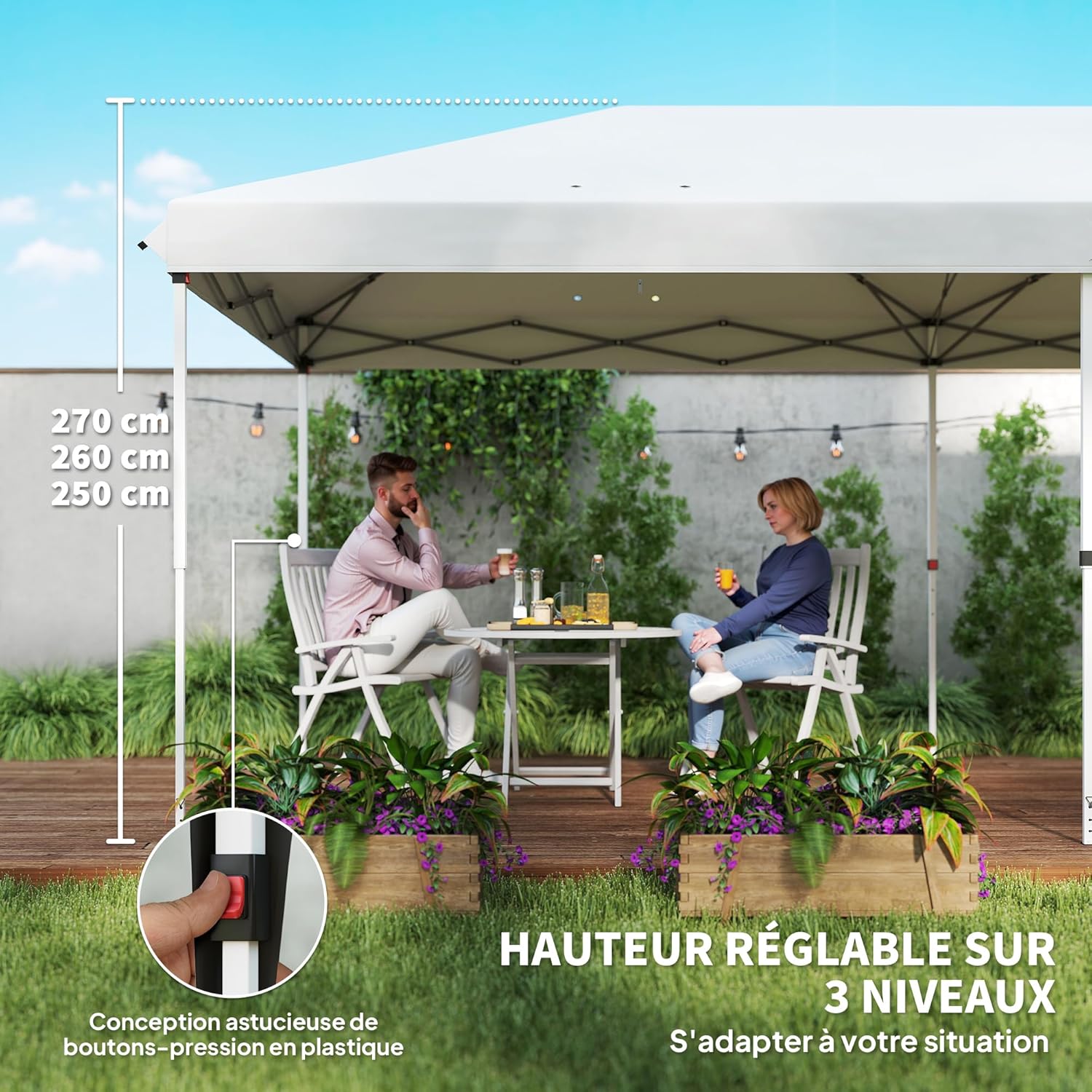 Outsunny Tonnelle de Jardin 3x6m Barnum Pliant avec Côtés Amovibles - Tente de Réception Structure en Acier Renforcée - Abri de Jardin Pop-up pour Mariage, Fête et Marché, Sac de Transport, Blanc