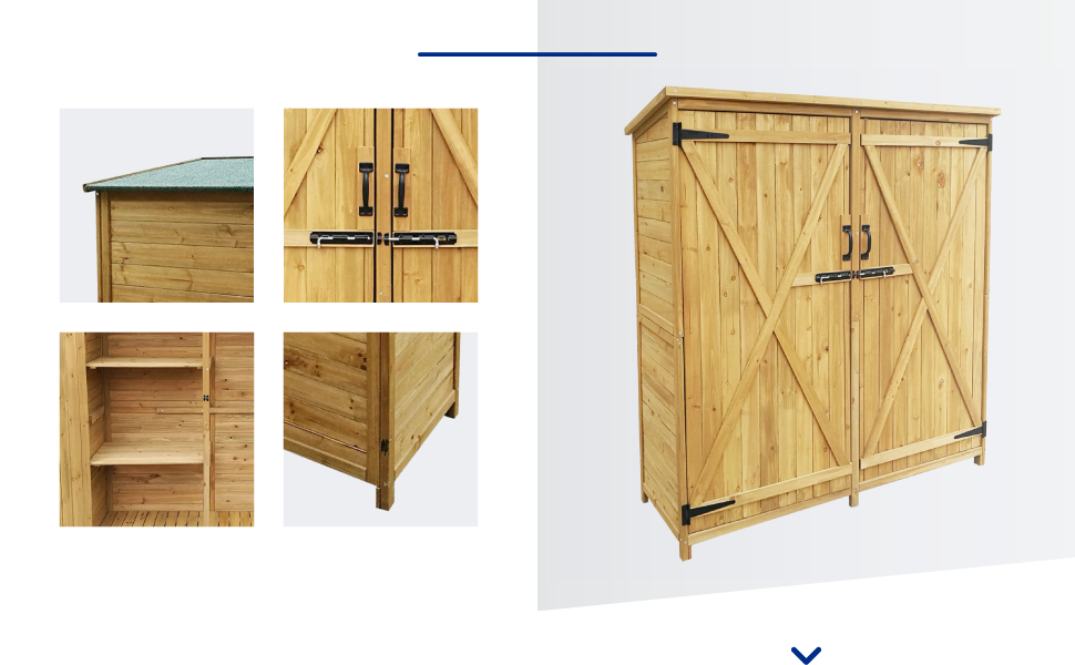 Wiltec Abri de jardin 2 battants en épicéa avec toit bitumé 1350 x 500 x 1540 mm