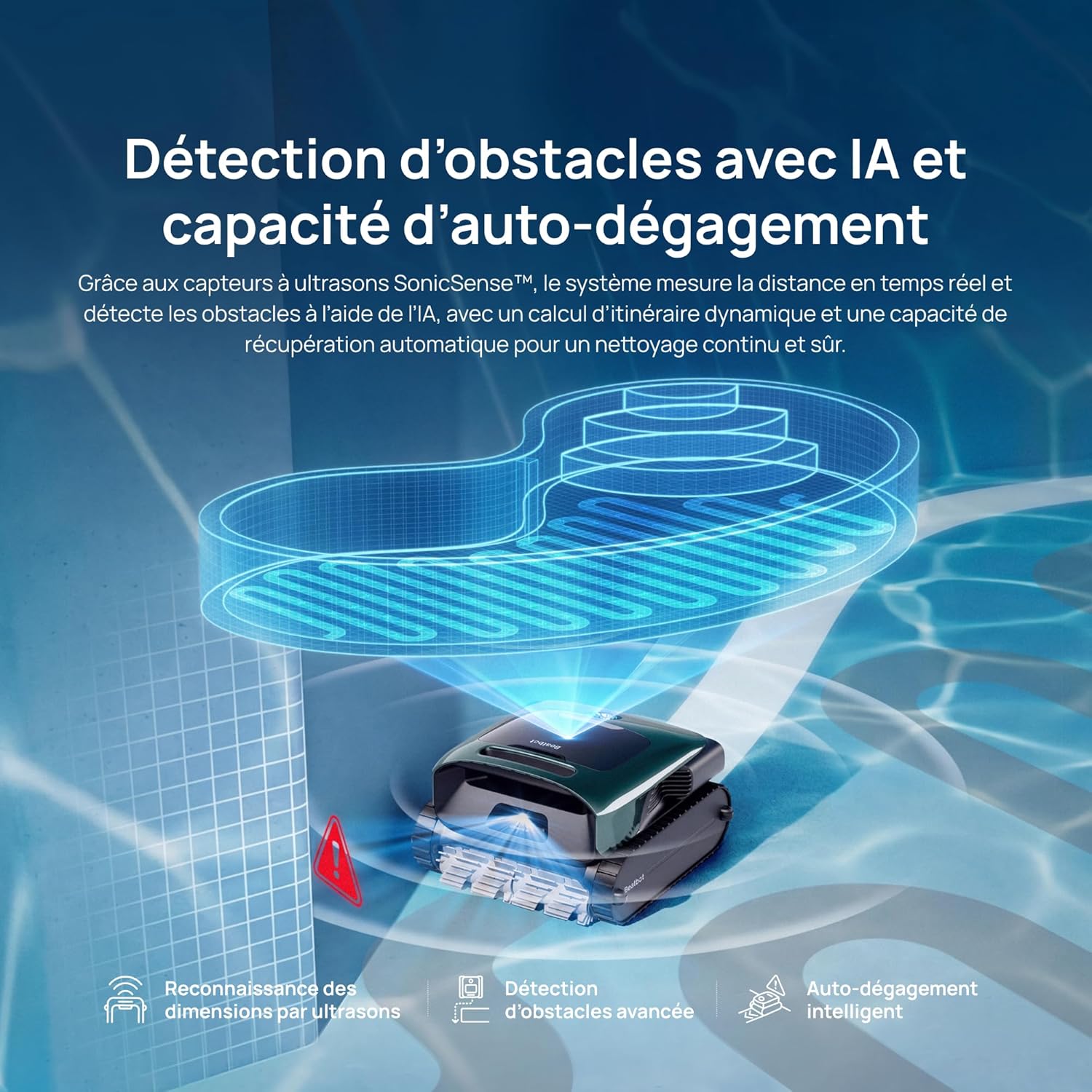 Beatbot - AquaSense 2 Pro - 360 m² - robot piscine sans fil, jusqu'à 11h