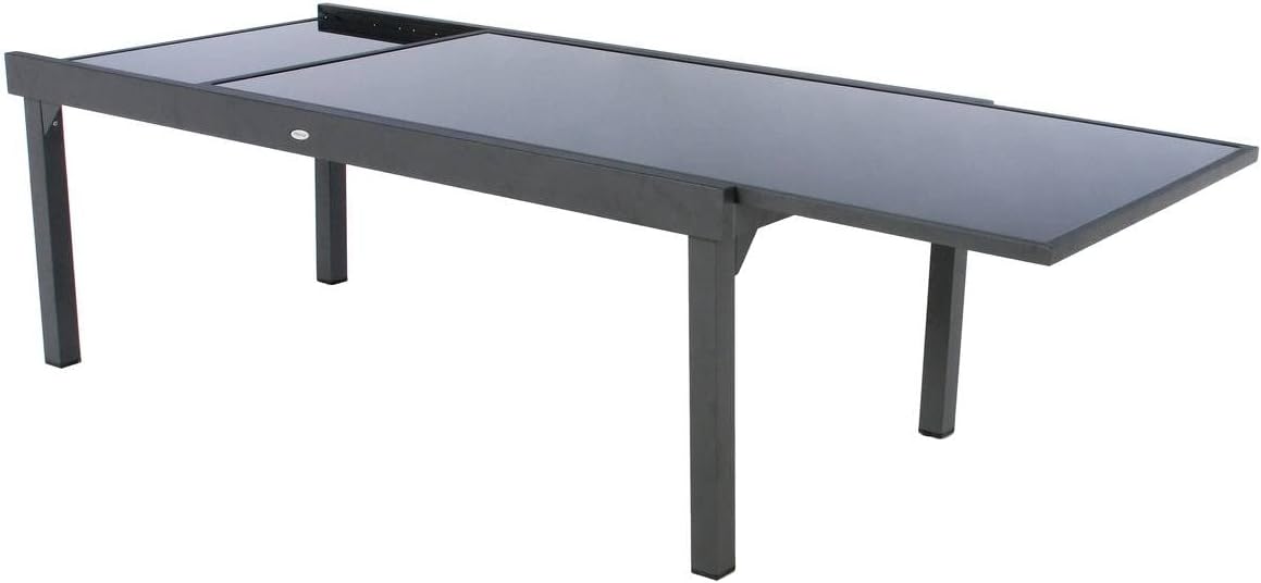 Hespéride - Piazza extensible - 12 places - aluminium/verre renforcé - gris graphite