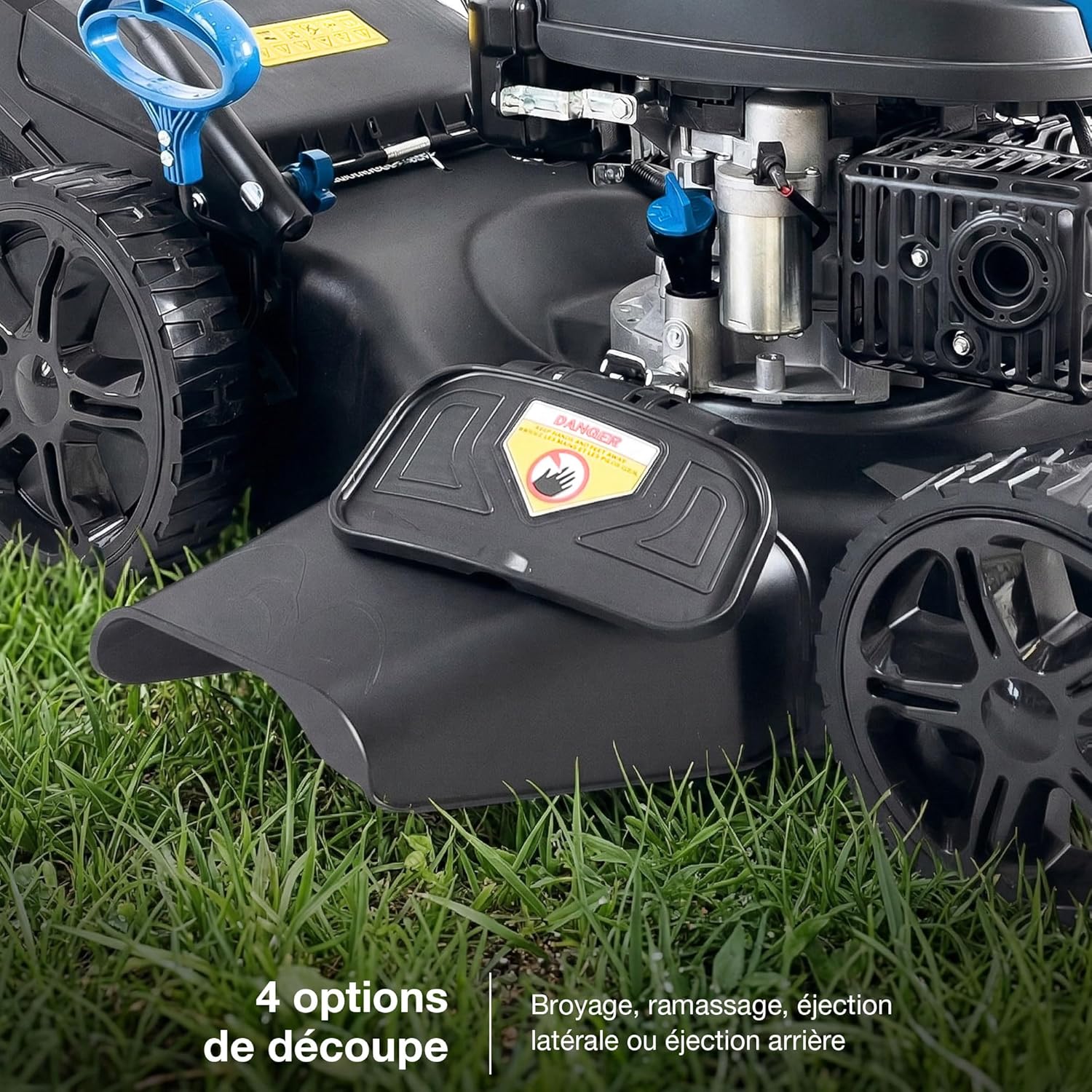 Hyundai - tondeuse thermique autotractée 51cm, moteur 196CC, démarrage électrique, 4-en-1, bac 60L
