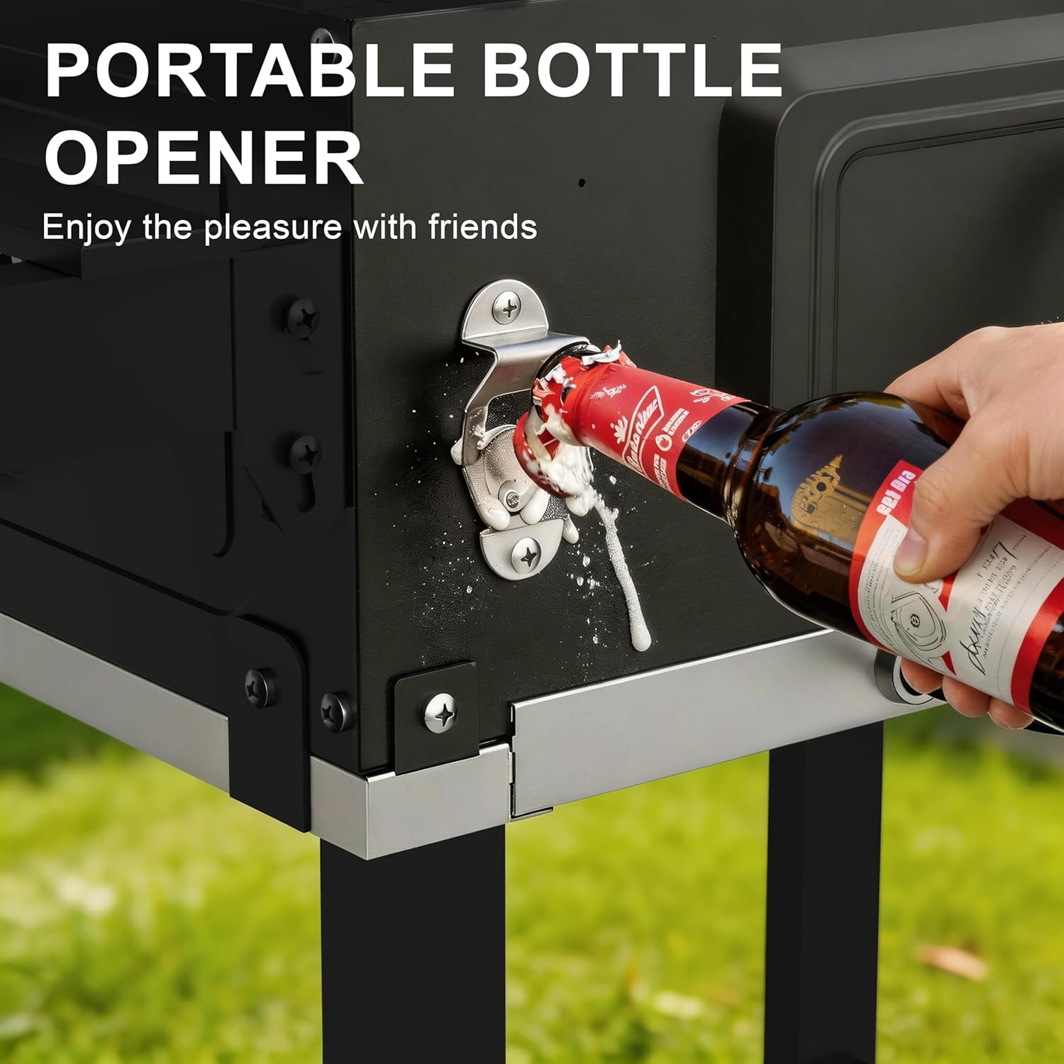 Teeno - Barbecue XXL charbon, thermomètre, fumage, grille chauffante