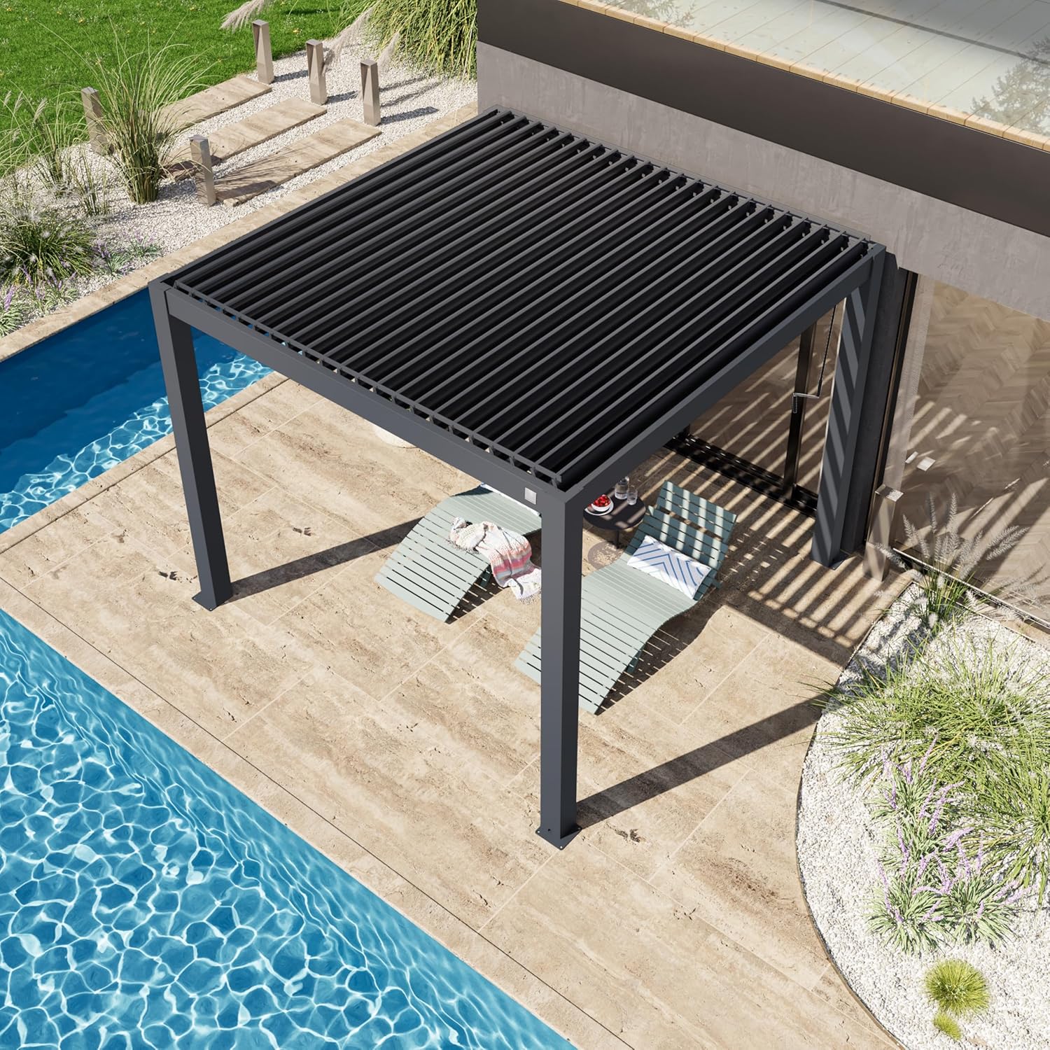 Primeyard - Pergola série aluminium 3x3 m - lames orientables