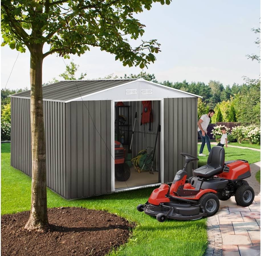 Habitat et Jardin - Abri Dallas - 8.84m² - Taupe/Blanc - 1299_78622