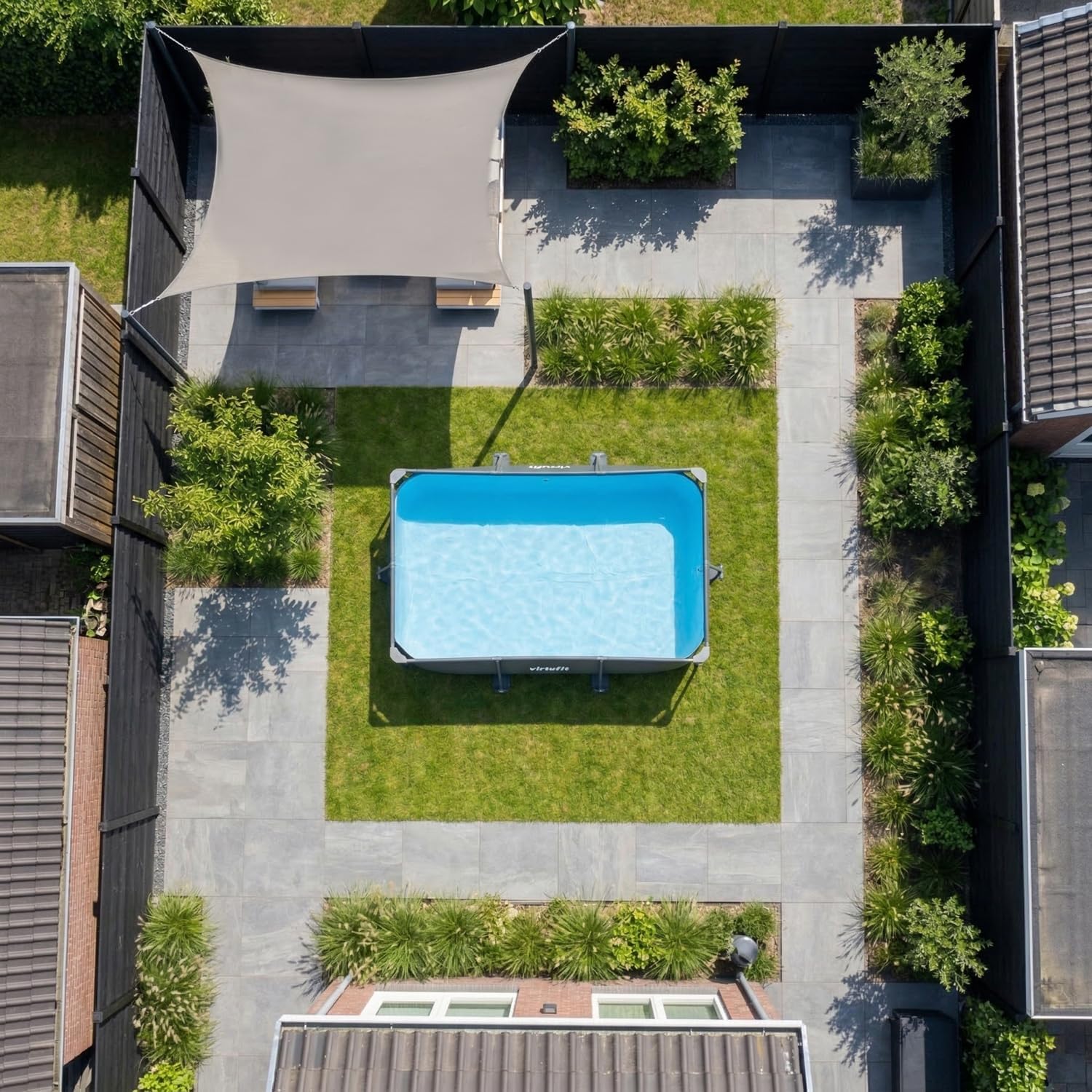 VirtuFit - Piscine rectangulaire Série Noire - 300x210x66 cm - filtre inclus