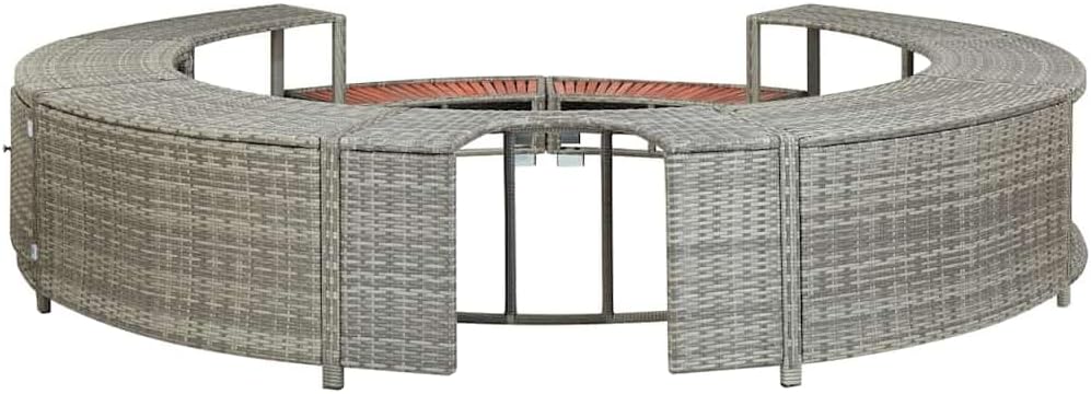 vidaXL - Cadre de Bain à Remous - Résine tressée - Résistant aux intempéries, marche d'entrée, enceinte de spa