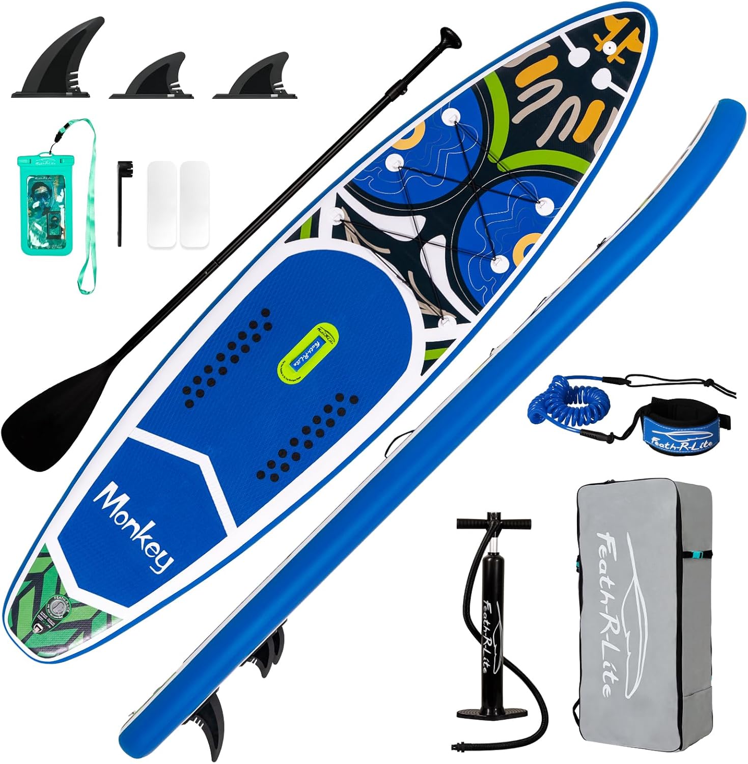 FunWater - planche de surf gonflable - 320x81x15 cm - kit complet, pagaie réglable, sac, pompe, sécurité