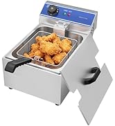 MOOTACO Friteuse électrique Professionnelle Inox unique réservoir 6L Huile, 3000W, 1 Paniers à Fr...