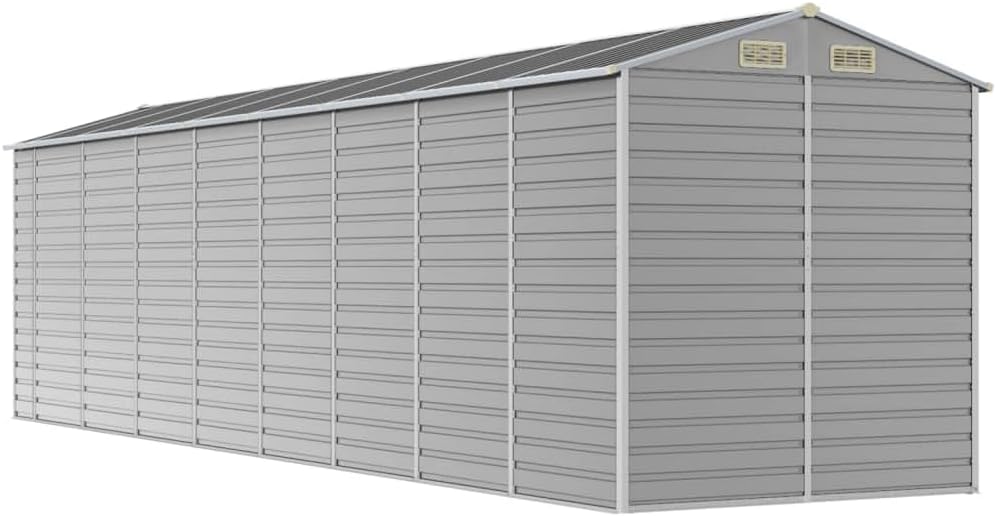 Abri de jardin acier galvanisé - 191x725x198cm - gris clair