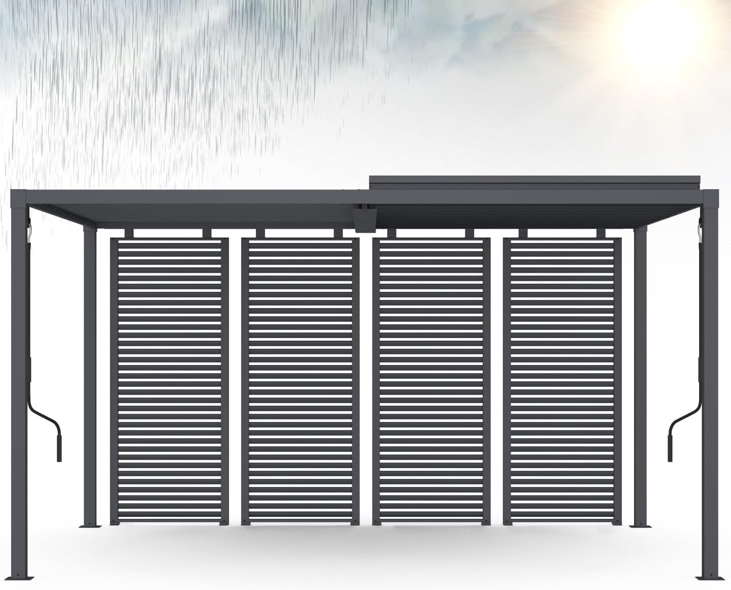 IDMarket - Pergola bioclimatique acier 3x4m lames orientables gris