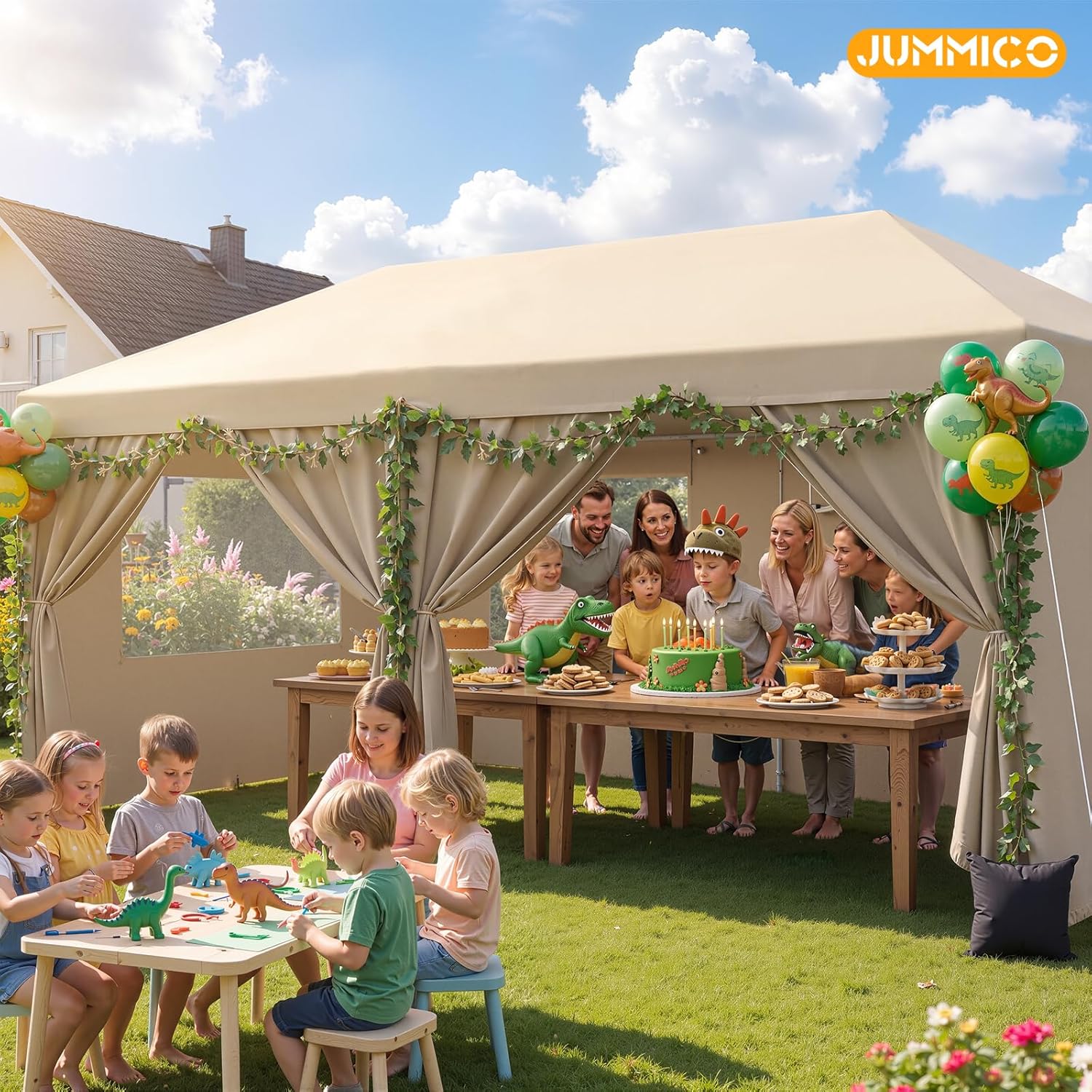 JUMMICO - tonnelle pliante - 3x6m - moustiquaire, imperméable, anti-UV