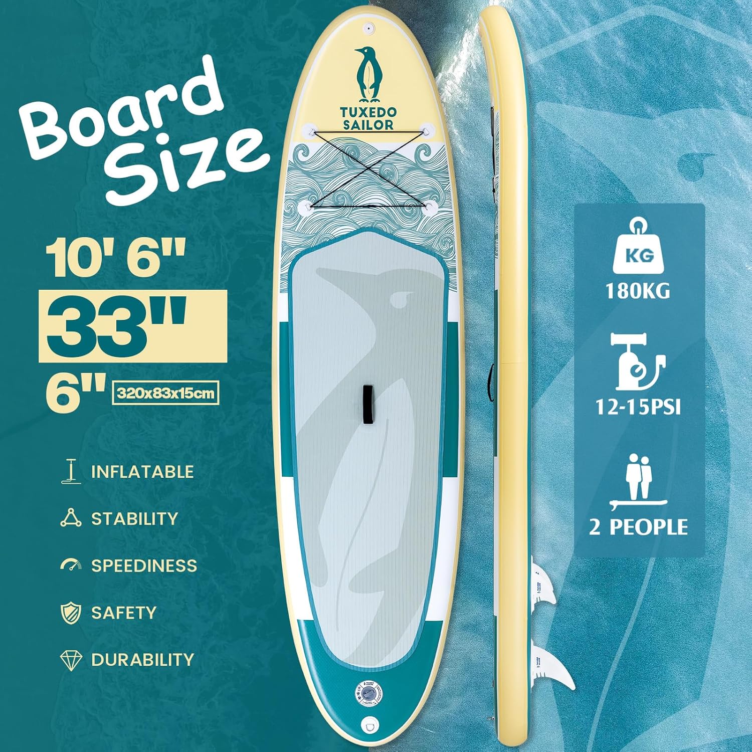 Tuxedo Sailor - Paddle gonflable adulte - planche SUP avec accessoires complets