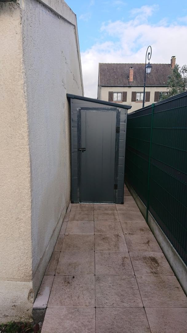 Jôbu - Abri de jardin adossé résine 2,09m², porte verrouillable, fenêtre, acier galvanisé