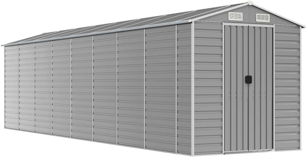 vidaXL Abri de Jardin Gris Clair 191 x 810 x 198 cm en Acier galvanisé