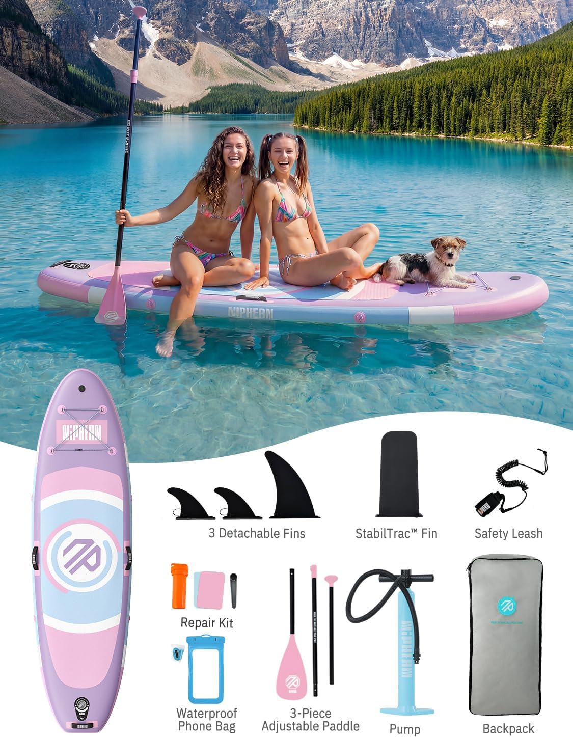 Niphean - Paddle gonflable adulte ultraléger, siège, aile, antidérapant, stabilité
