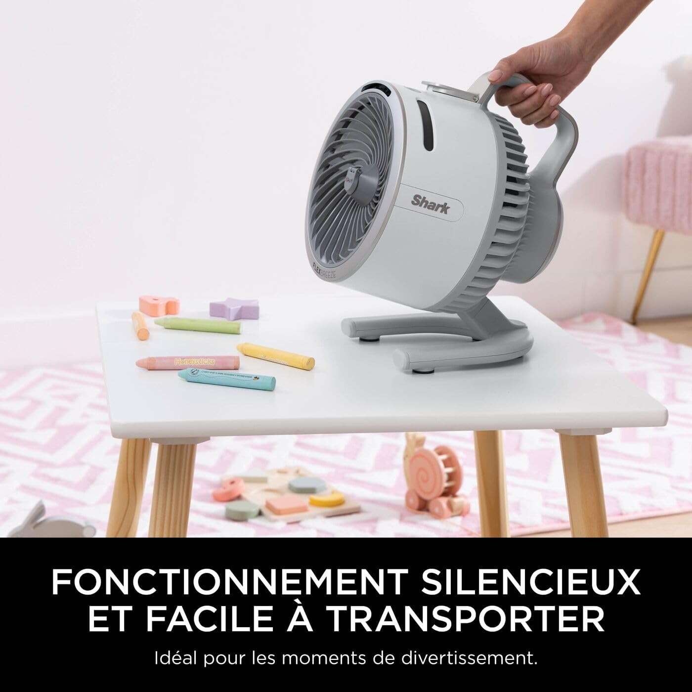 Shark FlexBreeze HydroGo, ventilateur brumisateur portable, rafraîchisseur d'air silencieux intérieur/extérieur, discret et durable, avec/sans fil, léger, 5 réglages de vitesse, Colombe FA050EUDV