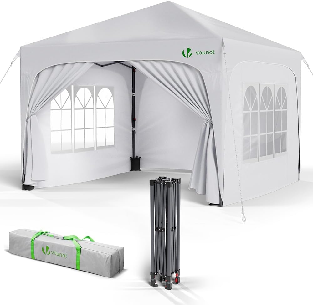 VOUNOT - Tonnelle pliable 3x3m, imperméable, anti-UV, réglable, sac transport