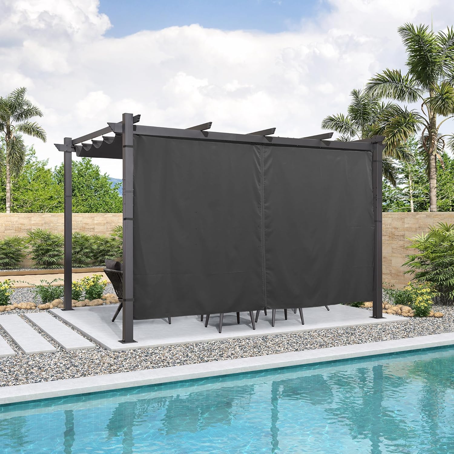 PURPLE LEAF - pergola aluminium série 4x3m rideau toit coulissant gris