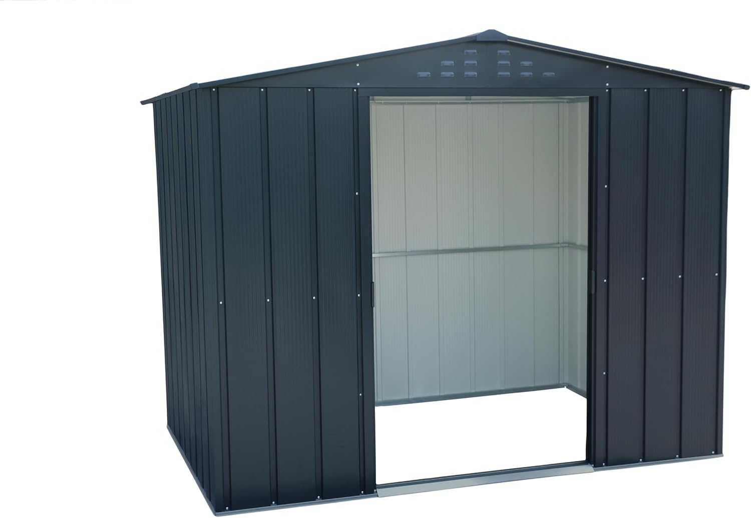 Duramax TOP Shed 8 x 6 (4.37 m²) Abri de jardin en métal, fabriqué en acier galvanisé, structure de toit renforcée, abri de jardin en métal sans entretien et résistant aux intempéries, Anthracite