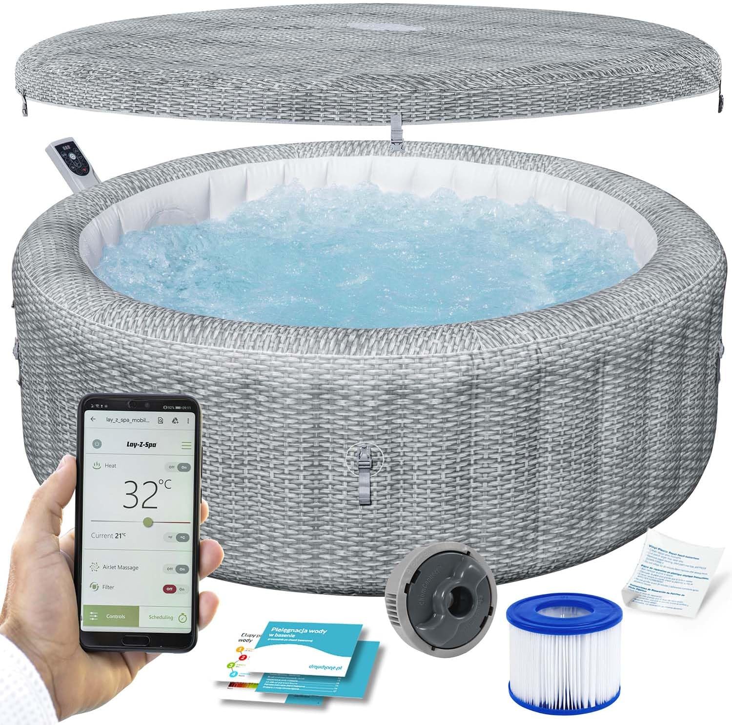 Bestway - Bali MaxHold EnergySense UltraFit 196x71cm gris, AirJet 77