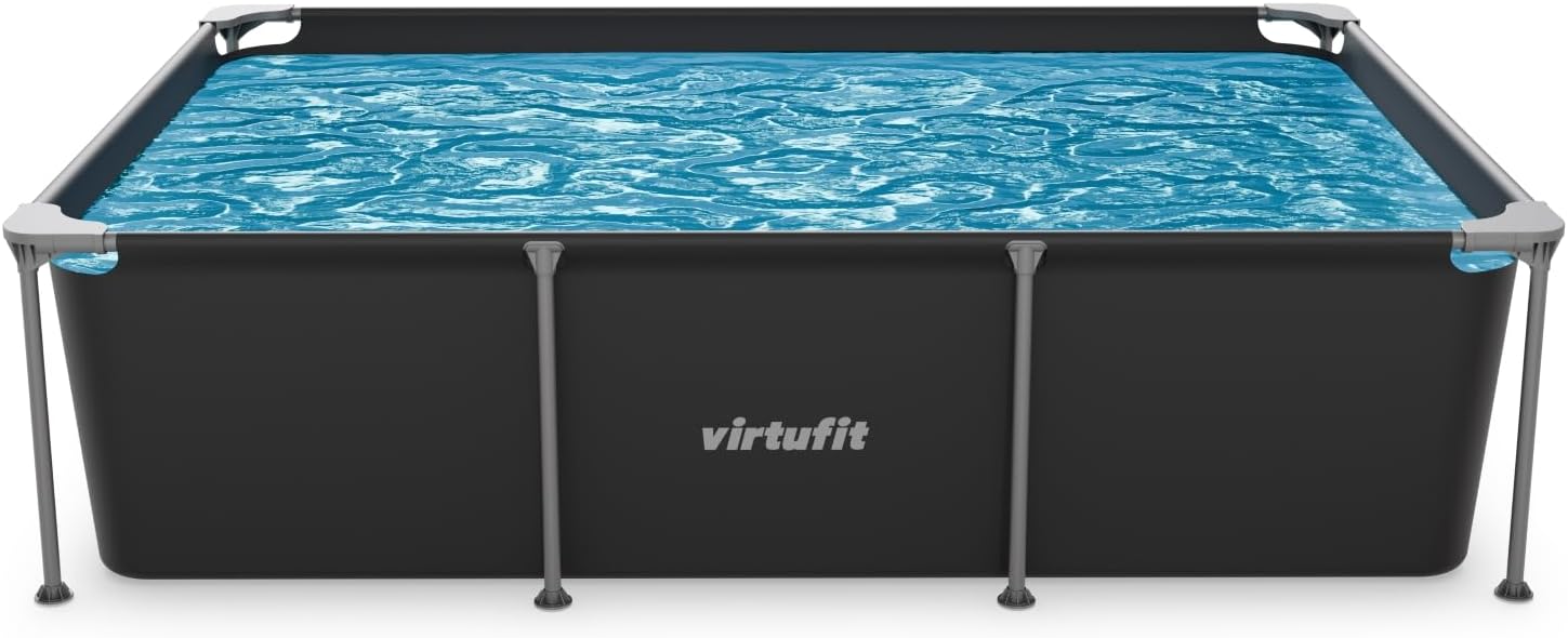 VirtuFit Piscine (Noir, 260 x 180 x 66 cm - Komplettpaket, Ronde)