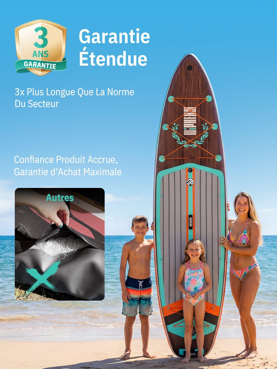 Niphean - Extra Large Paddle - 2+1 pers - gonflable, kit débutant, housse étanche