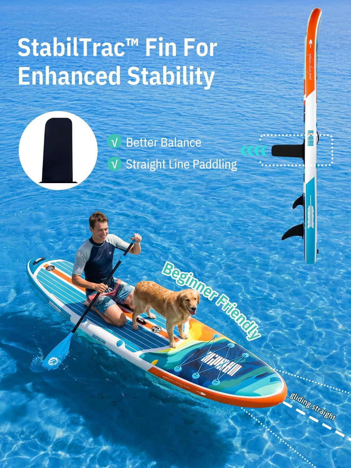Niphean Paddle Gonflable Adulte avec Tous Les Accessoires, 320cm Planches de Stand Up Paddle Gonflables pour Tous Les Niveaux, Sup avec Capacité 200 kg pour 2 Personnes, Paddle Gonflable avec Siège