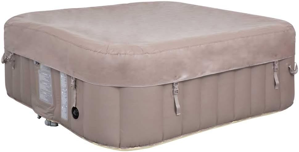 EASE.ZONE Spa hydromassage Gonflable Chauffant 4-6 Personnes 185 x 65 cm Pompe Super silencieuse intégrée, Marron