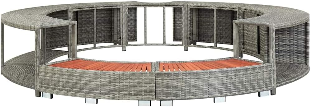 vidaXL - Cadre de Bain à Remous - Résine tressée - Résistant aux intempéries, marche d'entrée, enceinte de spa