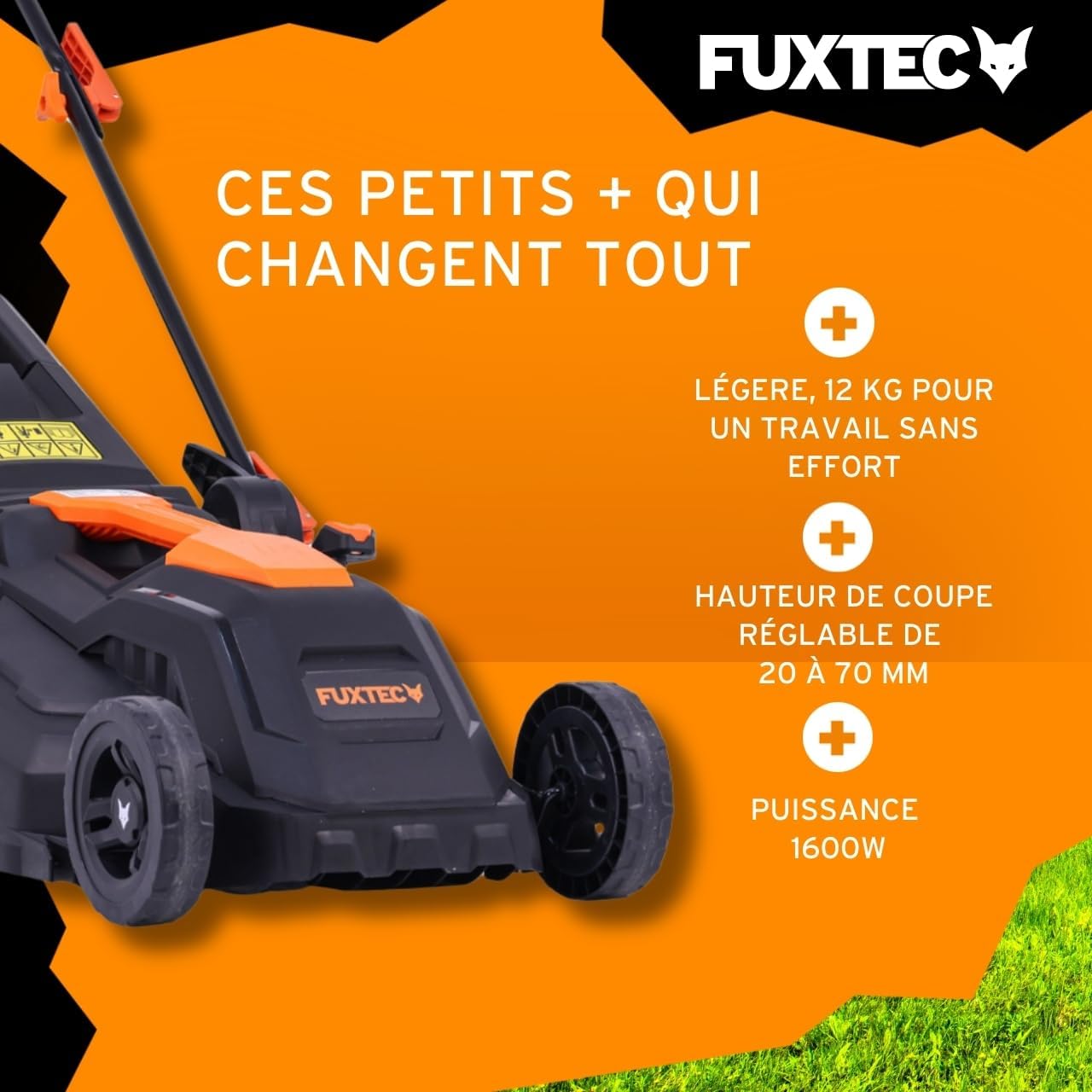 FUXTEC - FX-RME38 - tondeuse électrique filaire - 38cm, 1600W, 40L