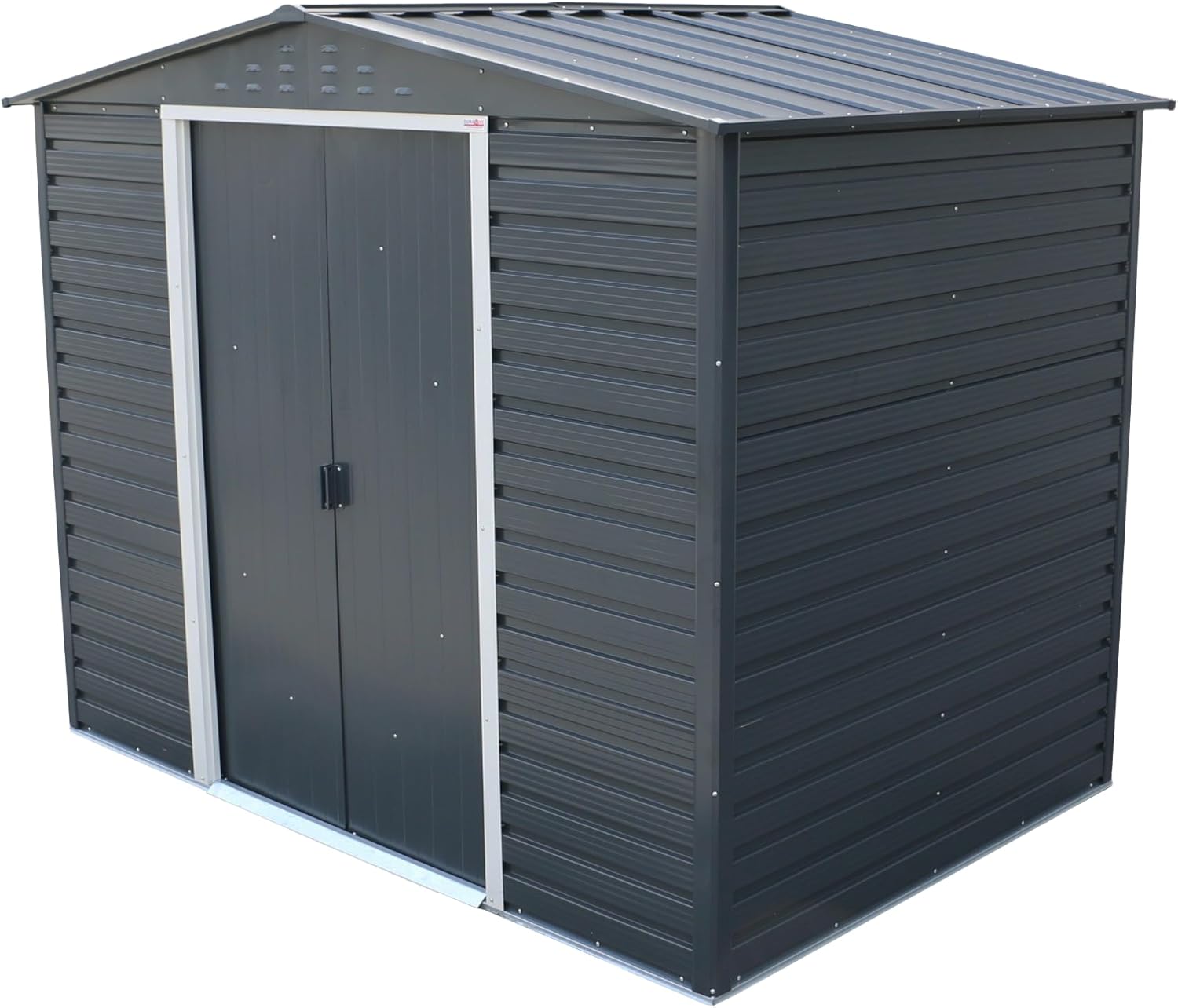 Duramax Alpine 8 x 6 (4,79 m²) Abri de Jardin en métal avec Base en métal, Acier galvanisé à Chaud, Structure de Toit renforcée, Abri de Jardin sans Entretien et résistant aux intempéries, Anthracite