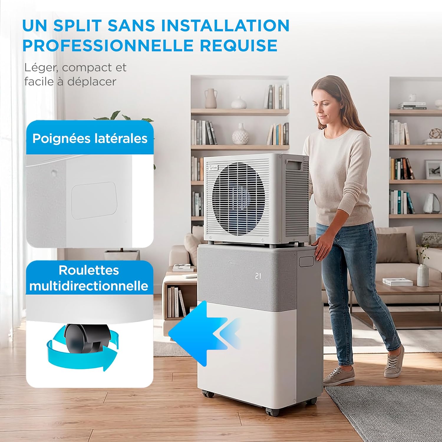Midea - PortaSplit 12000BTU - 3,5kW, 4-en-1, silencieux, portable MIDEA