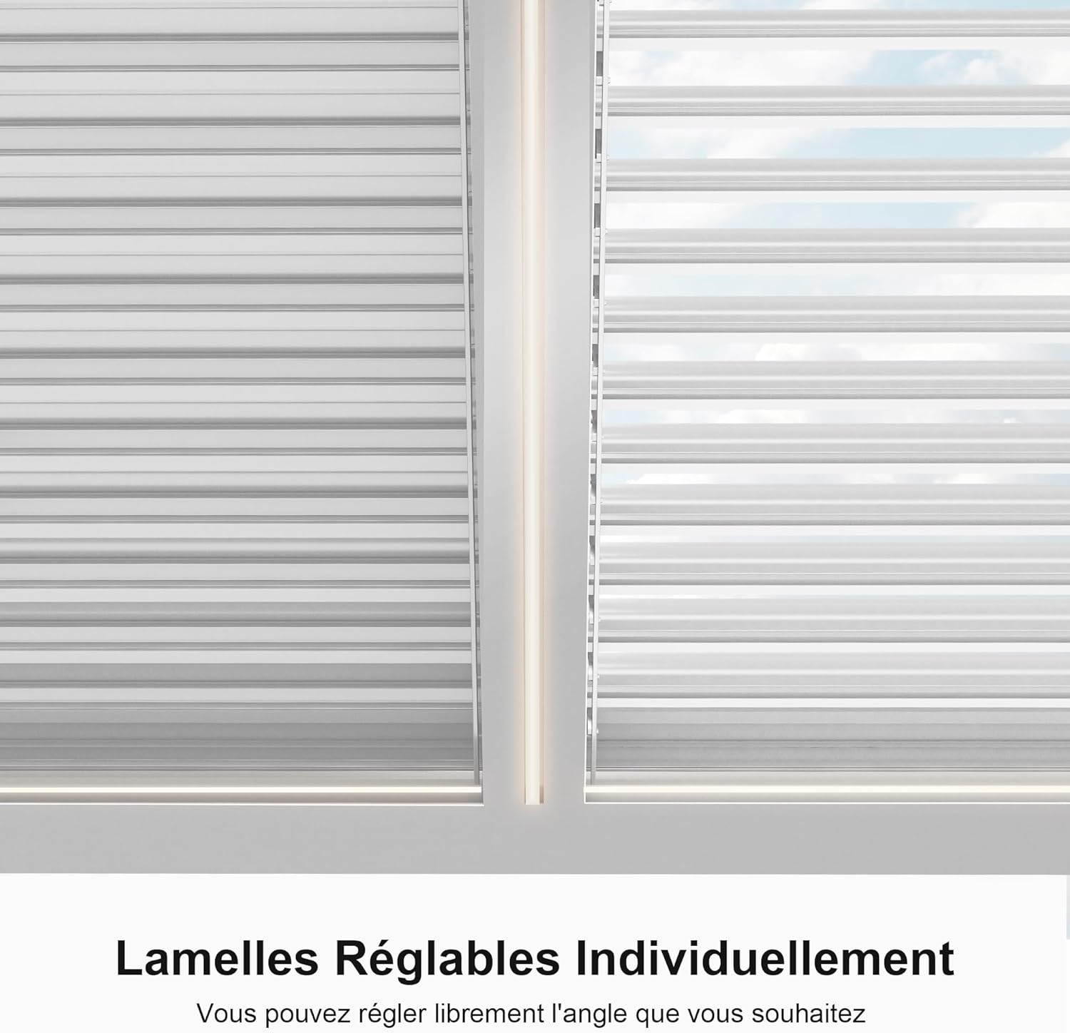 PURPLE LEAF - Pergola bioclimatique 4,24x3m - alu, LED, gouttières, blanc